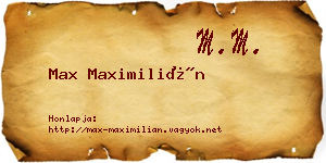 Max Maximilián névjegykártya